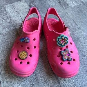 Crocs Sandals Pink Velcro Size J 2